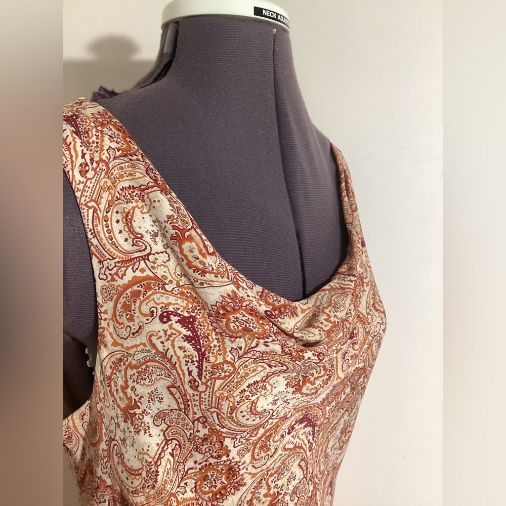 Vintage Y2K Silk Slip Dress Size 12 Cowl Neck Drape Romantic Fairycore Paisley - Picture 7 of 14
